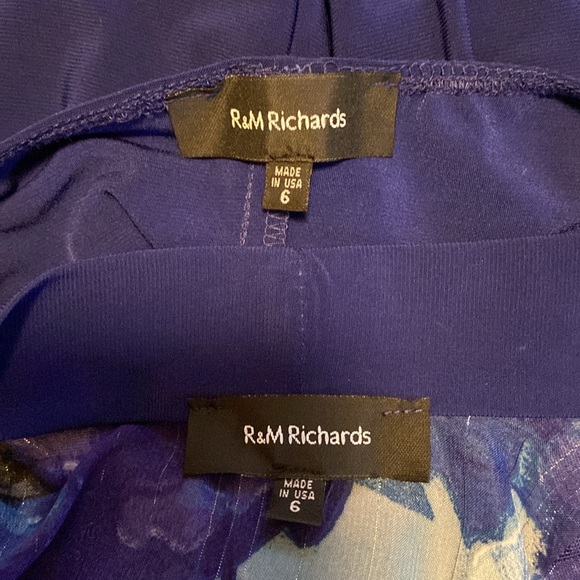 R & M Richards Navy Blue Floral Printed Sheer Jacket And Sheath Dress - Picture 13 of 16